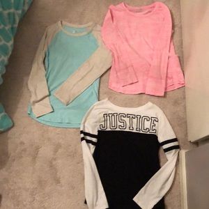 Justice long sleeve t-shirts size 10